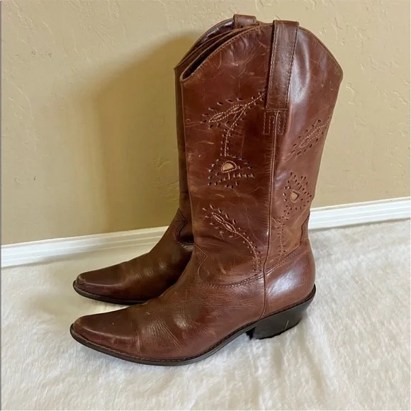 Naturalizer Phoenix Leather Western Cowboy/Cowgirl Boho Boots, 9 - Picture 3 of 13